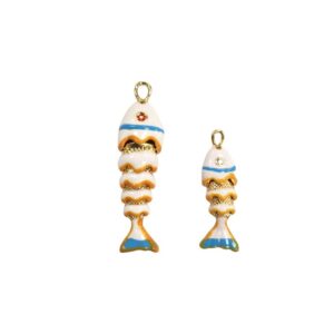 תליון דג ציפוי 18 קרט בשני גדלים צבע לבן עם צבע זהב