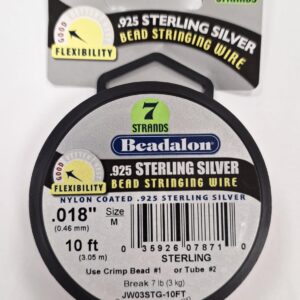 חוט Beadalon בידלון צבע כסף 925 עובי 0.46 מ"מ אורך 3.05 מטר