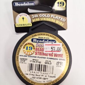 חוט Beadalon בידלון צבע זהב עובי 0.38 מ"מ אורך 4.6 מטר