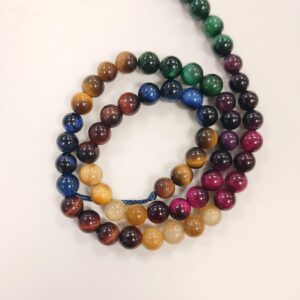 אבנים טבעיות עין הנמר מיקס צבעים 6 מ"מ